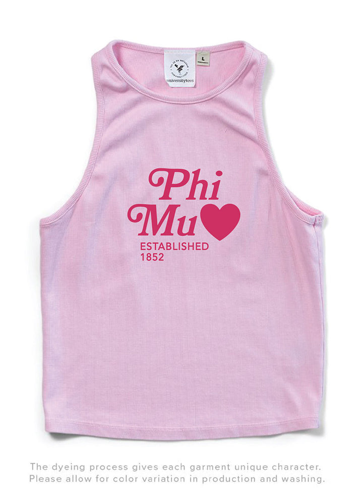 Bubblegum Pink Heart Matching Set Sorority Tank