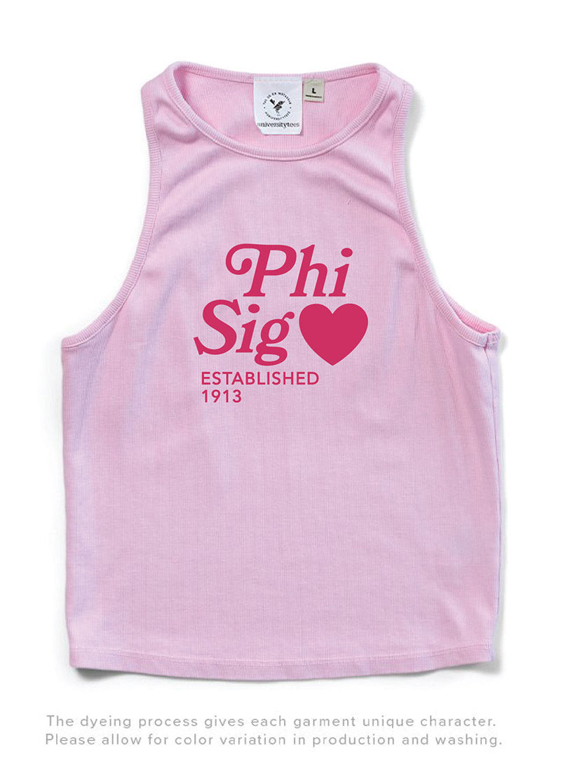 Bubblegum Pink Heart Matching Set Sorority Tank