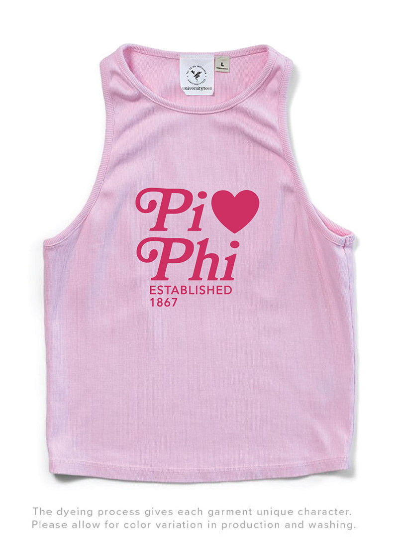 Bubblegum Pink Heart Matching Set Sorority Tank