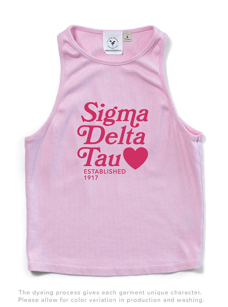 Bubblegum Pink Heart Matching Set Sorority Tank