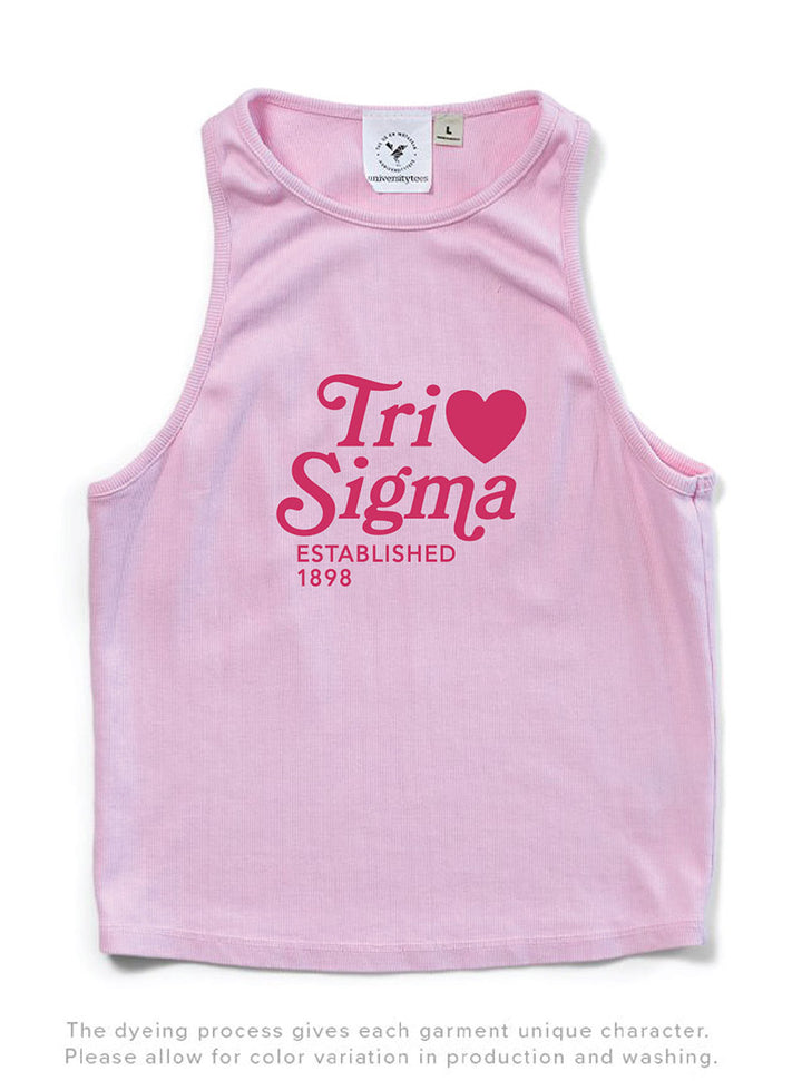 Bubblegum Pink Heart Matching Set Sorority Tank