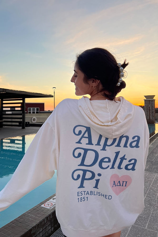 Alpha Delta Pi Vanilla Ice Heart Matching Set Light Weight Hoodie