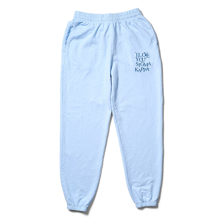 I Love You Arctic Blue Matching Set Light Weight Sorority Joggers