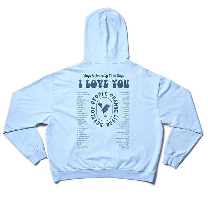 UTees I Love You Arctic Light Weight Hoodie