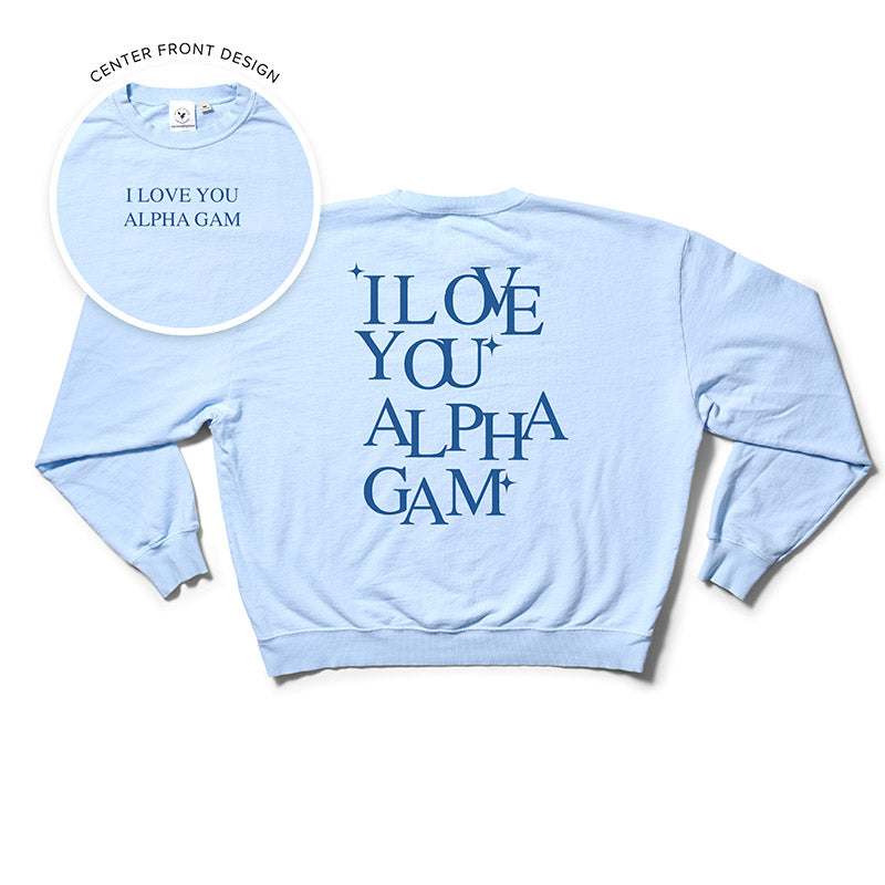 I Love You Arctic Blue Matching Set Light Weight Sorority Crewneck