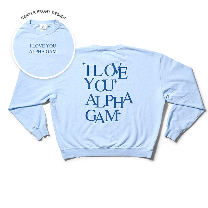 I Love You Arctic Blue Matching Set Light Weight Sorority Crewneck