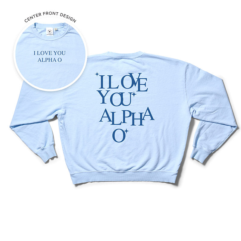 I Love You Arctic Blue Matching Set Light Weight Sorority Crewneck
