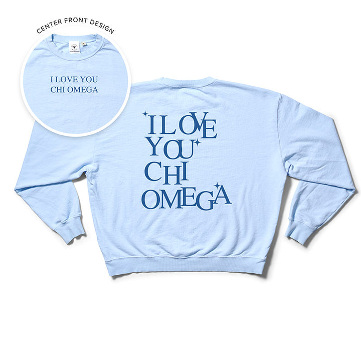 I Love You Arctic Blue Matching Set Light Weight Sorority Crewneck