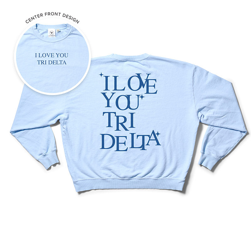 I Love You Arctic Blue Matching Set Light Weight Sorority Crewneck