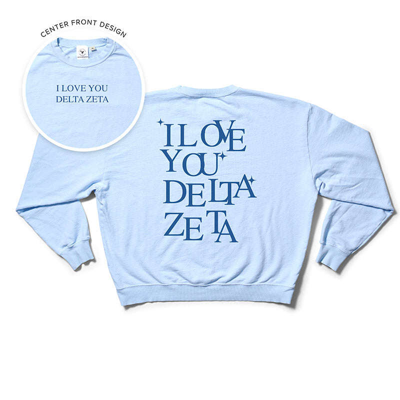 I Love You Arctic Blue Matching Set Light Weight Sorority Crewneck