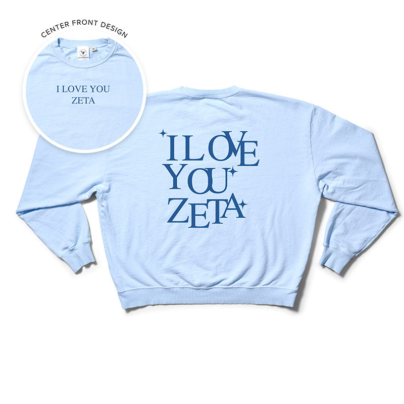 I Love You Arctic Blue Matching Set Light Weight Sorority Crewneck