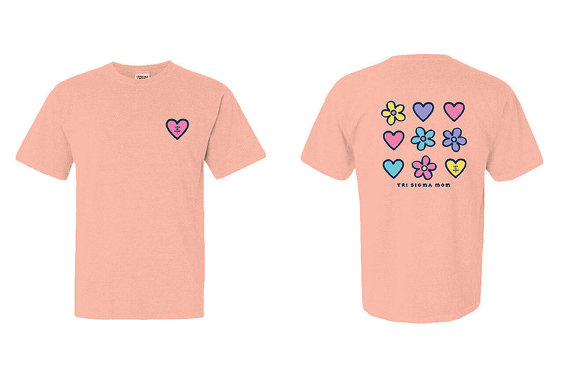 LIFE IS GOOD® Daisies and Hearts Sorority Mom Tee - 2XL - 3XL