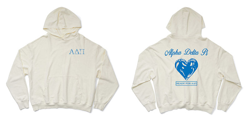 Alpha Delta Pi Vanilla Ice Metallic Heart Light Weight Hoodie