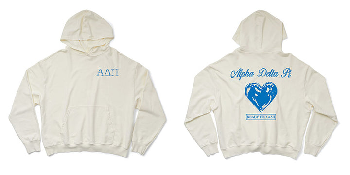 Alpha Delta Pi Vanilla Ice Metallic Heart Light Weight Hoodie