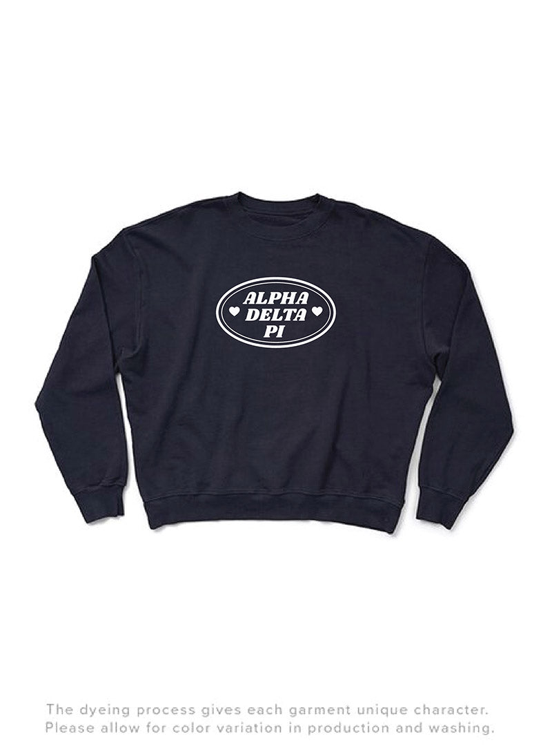 Alpha Delta Pi Midnight Sky Oval Matching Set Light Weight Crewneck