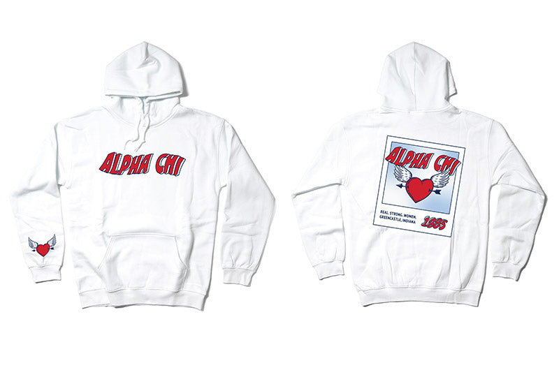 Heart Polaroid White Sorority Hoodie - 2XL