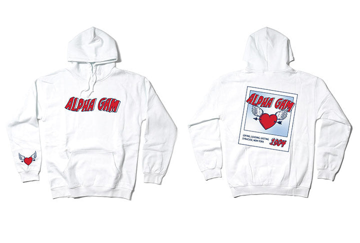 Heart Polaroid White Sorority Hoodie - 2XL