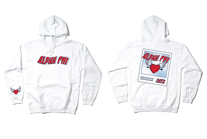 Heart Polaroid White Sorority Hoodie - 2XL