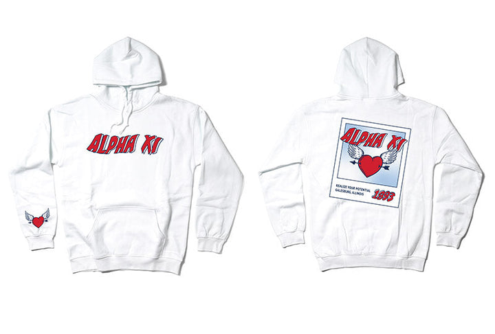 Heart Polaroid White Sorority Hoodie - 2XL