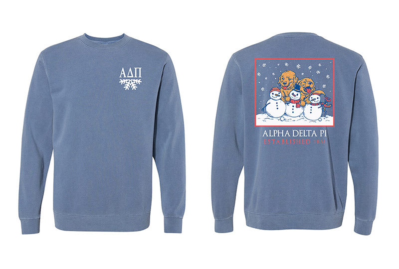 Alpha Delta Pi Snowy Puppy Crewneck