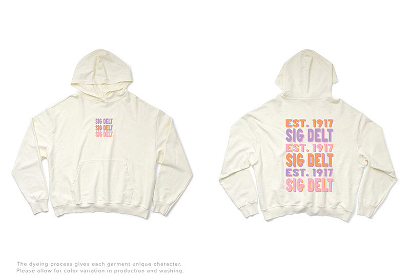 Pastel Stacked Vanilla Ice Light Weight Sorority Hoodie