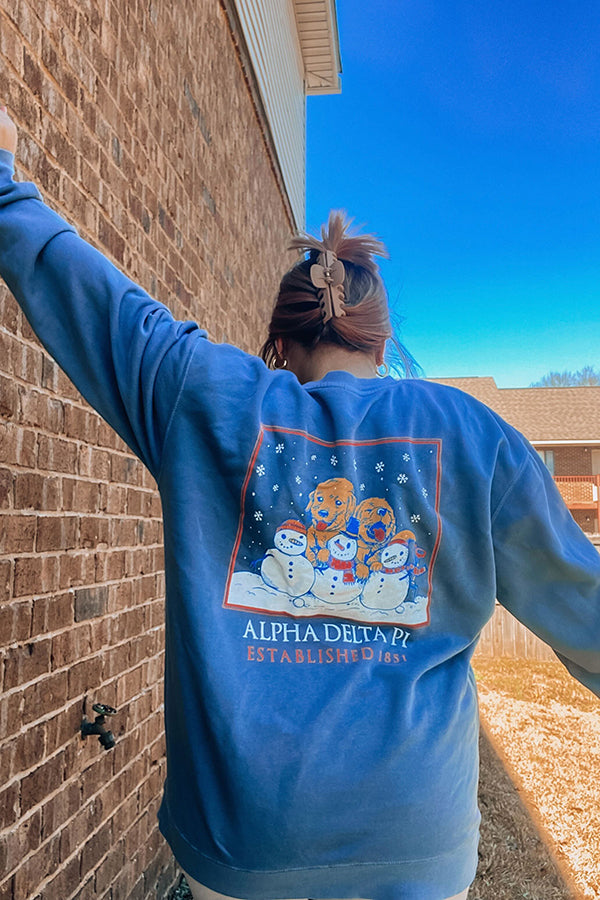 Alpha Delta Pi Snowy Puppy Crewneck