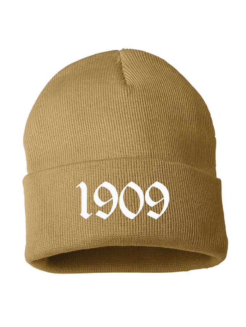 Embroidered Light Brown Sorority Year Beanie