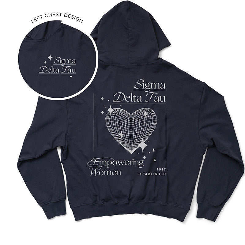 Midnight Sky Disco Heart Matching Set Light Weight Sorority Hoodie 