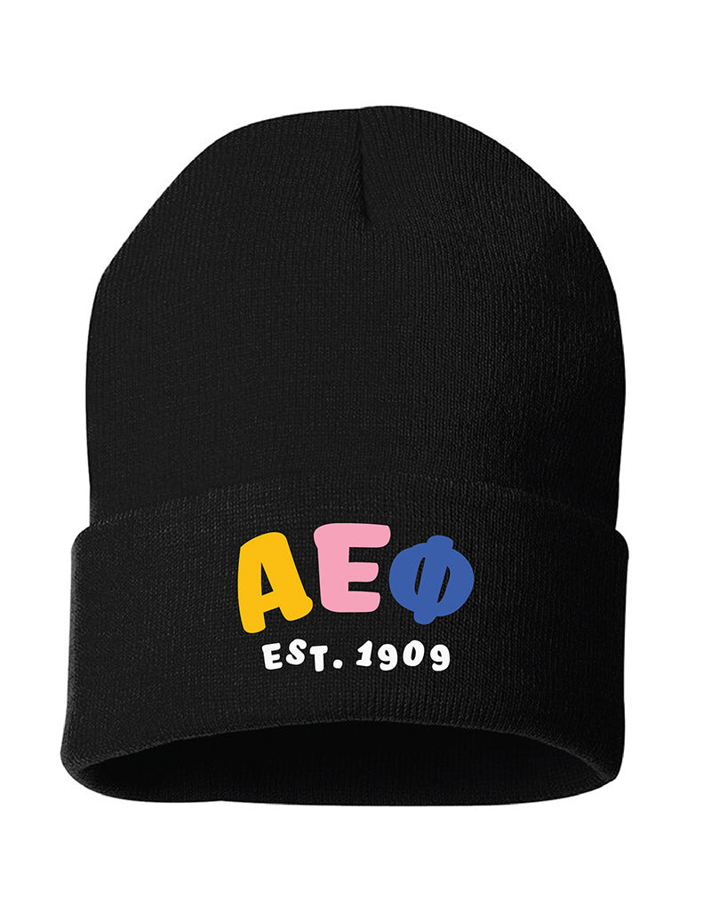 Colorful Greek Letters Embroidered Sorority Beanie