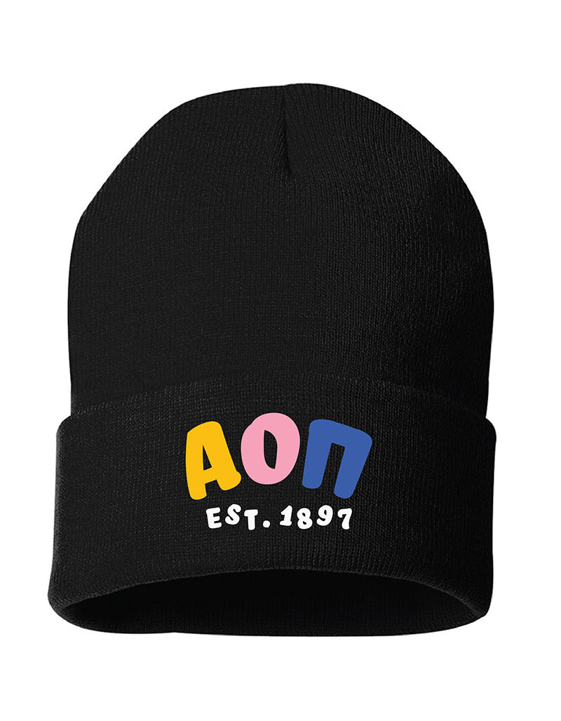 Colorful Greek Letters Embroidered Sorority Beanie