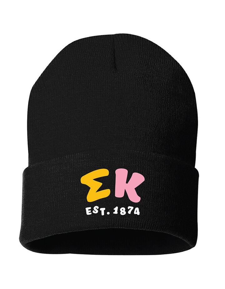 Colorful Greek Letters Embroidered Sorority Beanie