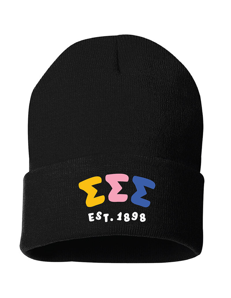 Colorful Greek Letters Embroidered Sorority Beanie