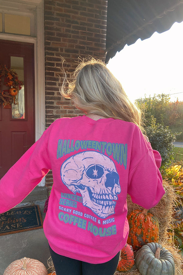 Pink Halloweentown Coffee Crewneck