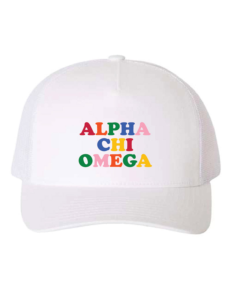 Embroidered Rainbow Sorority Trucker Hat