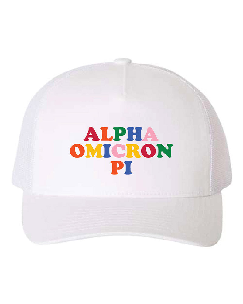 Embroidered Rainbow Sorority Trucker Hat