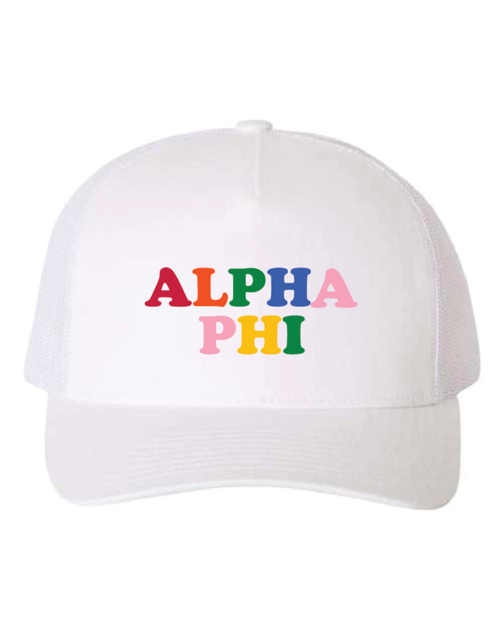 Embroidered Rainbow Sorority Trucker Hat