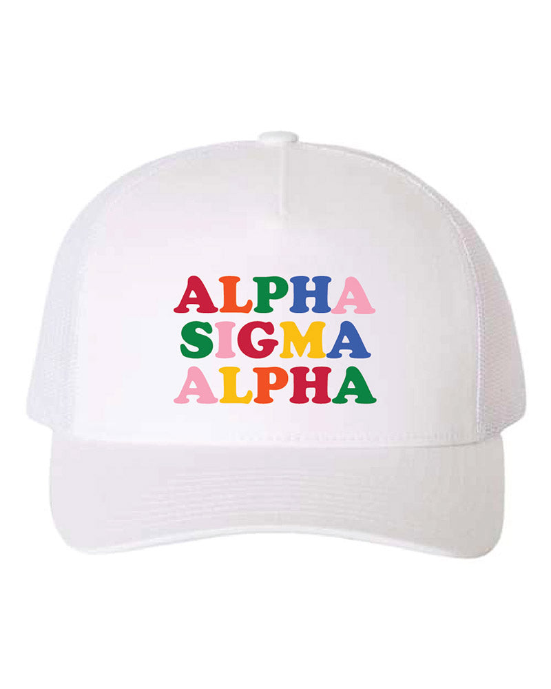 Embroidered Rainbow Sorority Trucker Hat