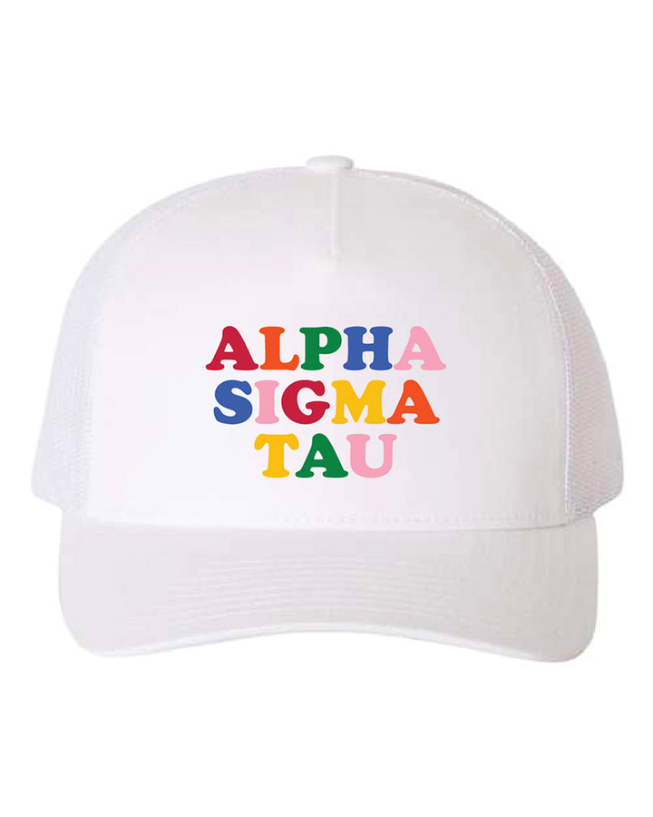 Embroidered Rainbow Sorority Trucker Hat