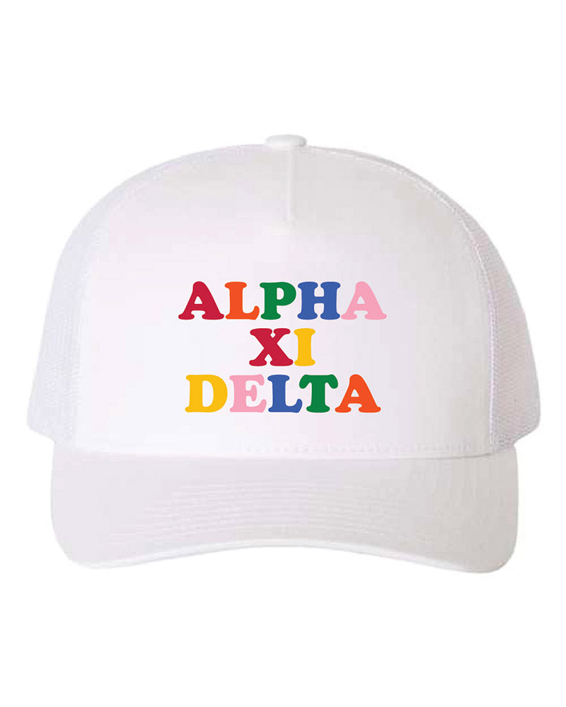 Embroidered Rainbow Sorority Trucker Hat