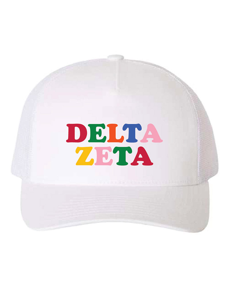 Embroidered Rainbow Sorority Trucker Hat