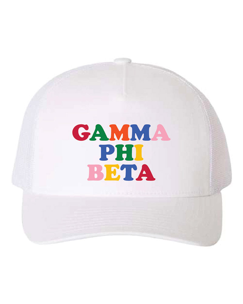 Embroidered Rainbow Sorority Trucker Hat