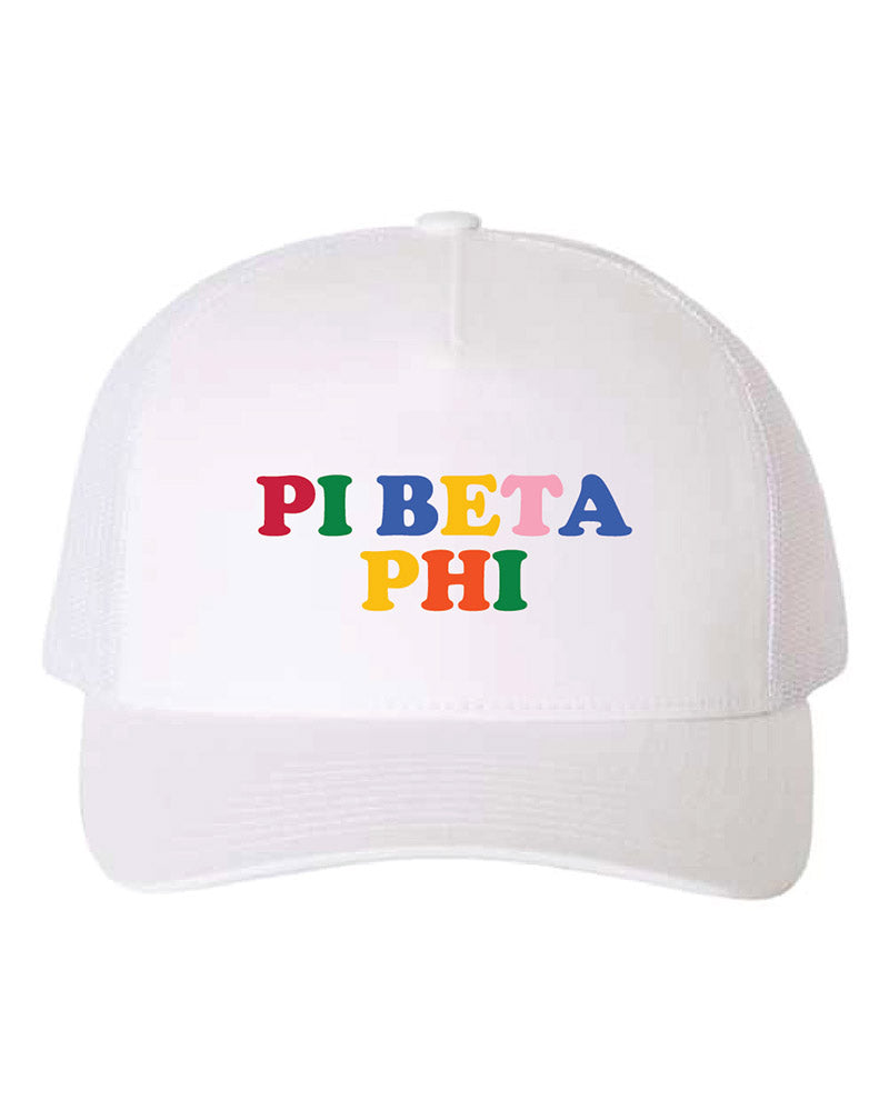 Embroidered Rainbow Sorority Trucker Hat