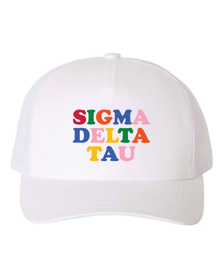 Embroidered Rainbow Sorority Trucker Hat