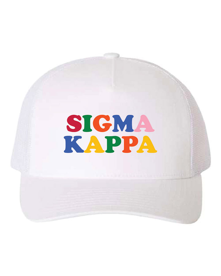 Embroidered Rainbow Sorority Trucker Hat