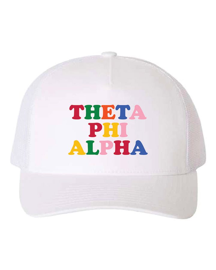 Embroidered Rainbow Sorority Trucker Hat