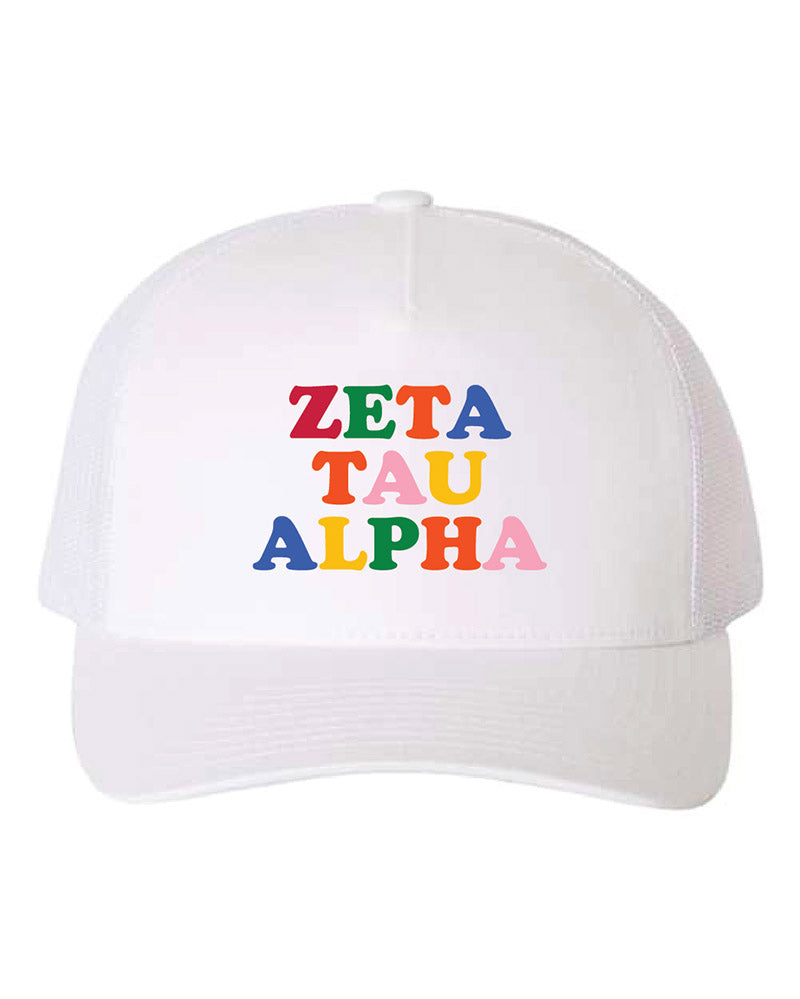 Embroidered Rainbow Sorority Trucker Hat