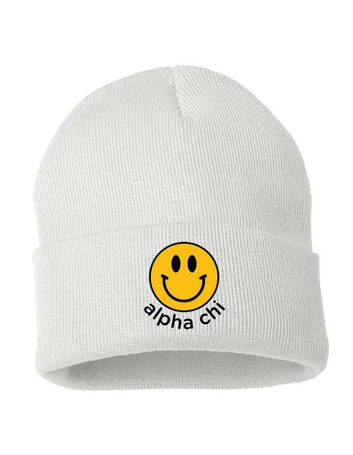 Smiley Embroidered Sorority Beanie