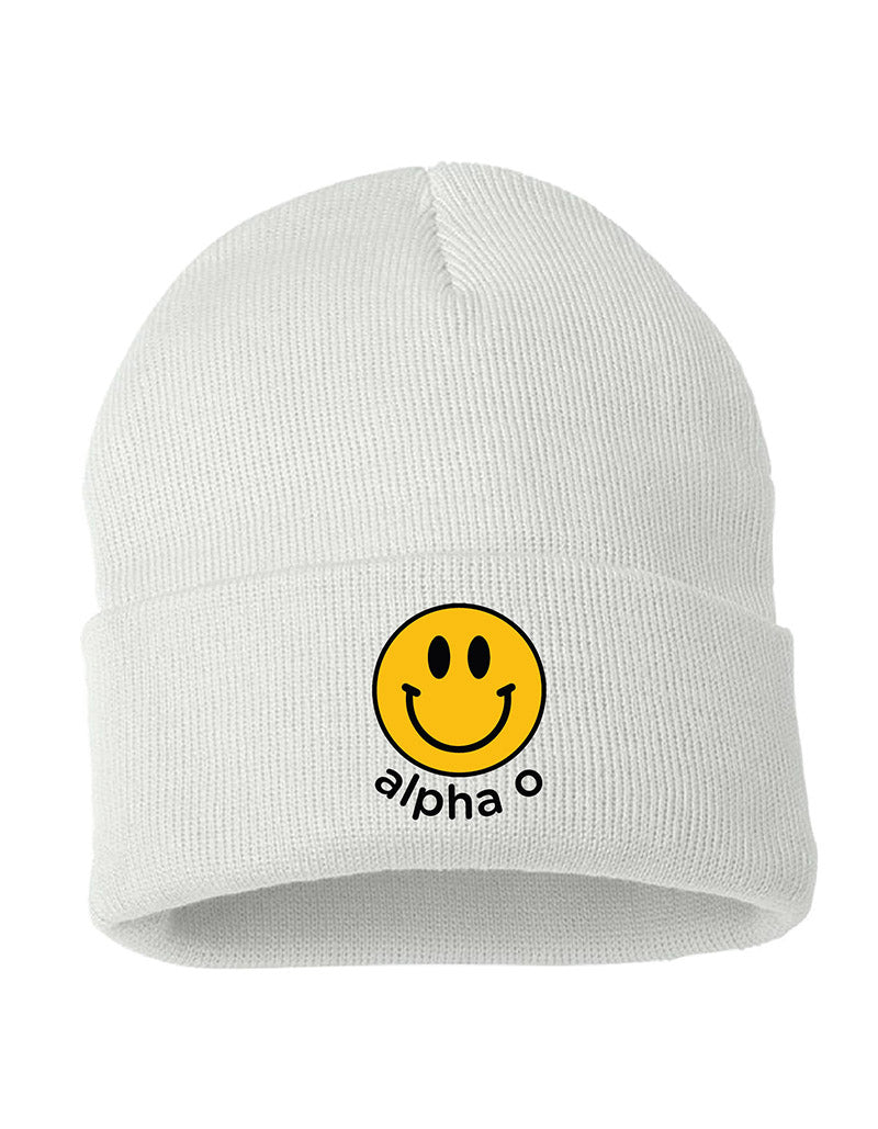 Smiley Embroidered Sorority Beanie