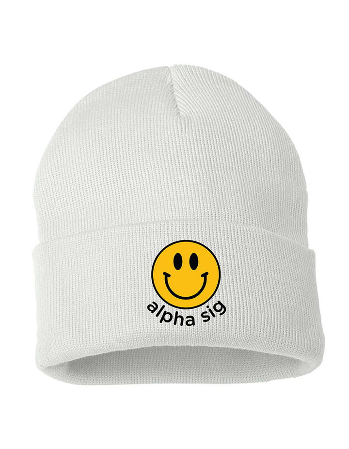 Smiley Embroidered Sorority Beanie