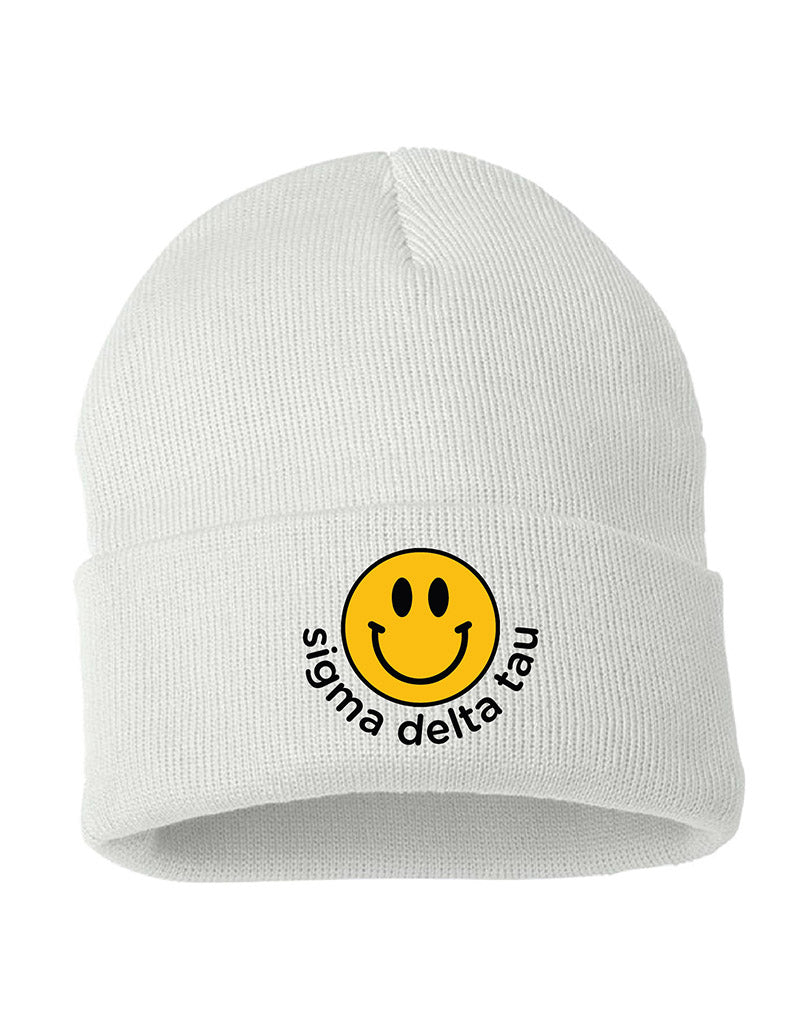 Smiley Embroidered Sorority Beanie